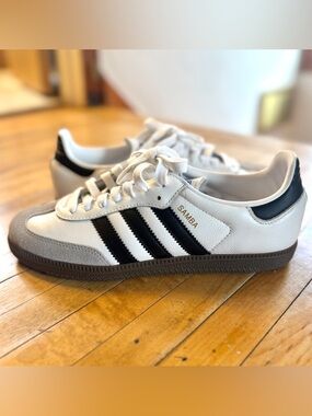 adidas SAMBA White and Black Leather Sneaker